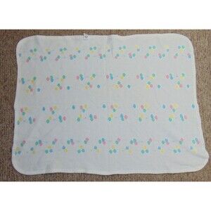 Vintage Baby Morgan Waffle Knit Receiving Blanket 80s Pastel Balloons Cotton USA